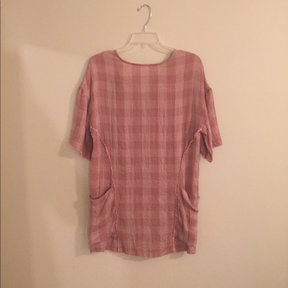 Boutique Pink Ruffled Sleeve Loose Flannel